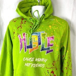 Switch Remarkable Hustle Chase Money Not Friends Splatter Hoodie Medium Ltd Edtn